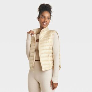JoyLab - Women's Full Zipper Quilted Relaxed Puffer Vest Po Ivory